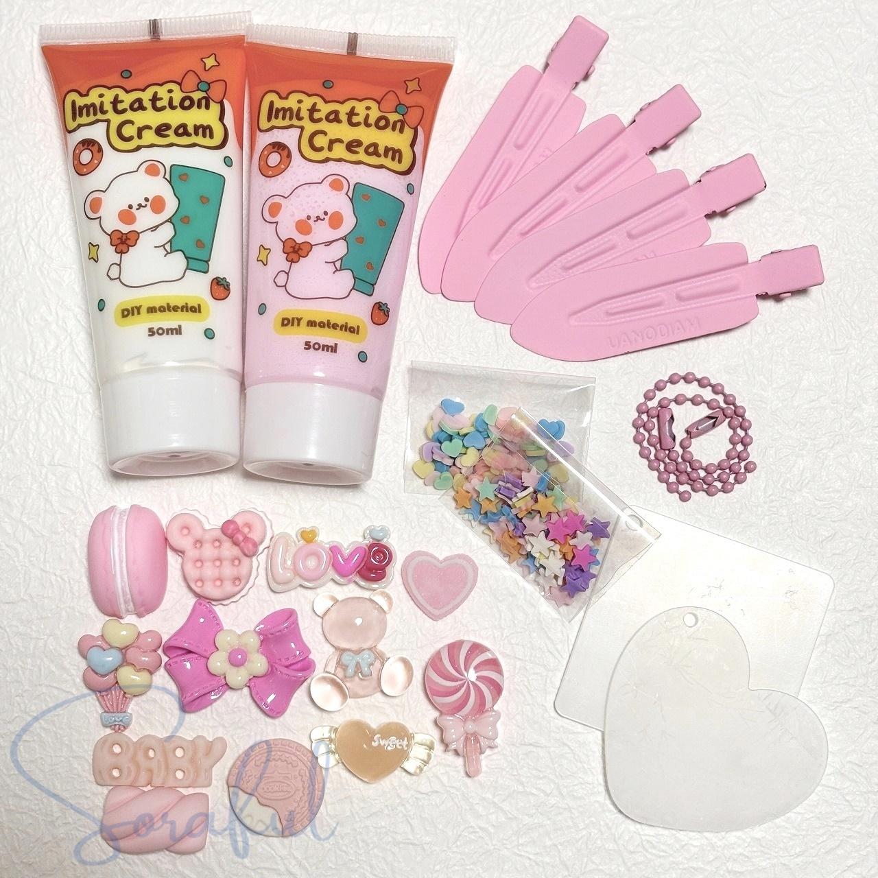 【キット】ホイップデコキット　樹脂粘土　前髪クリップ　ヘアピン　アクリルプレート【デコパーツ】KIT-0001 | 4枚目